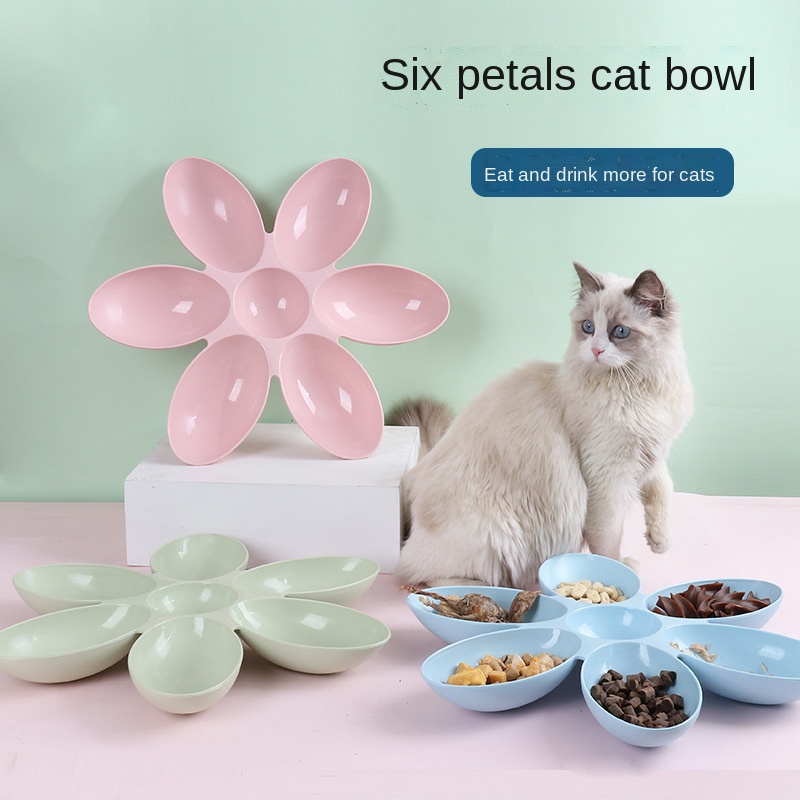 Nieuw creatief voer voor katten en honden, bloemblaadjes, kattenbak met meerdere roosters, plastic bak voor huisdieren, voer- en waterbak voor katten